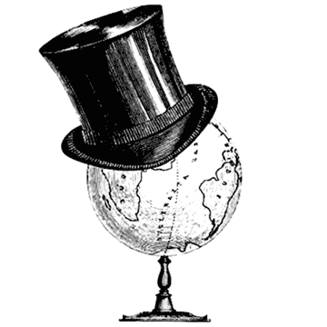 Globe et Chapeau fond fond blanc